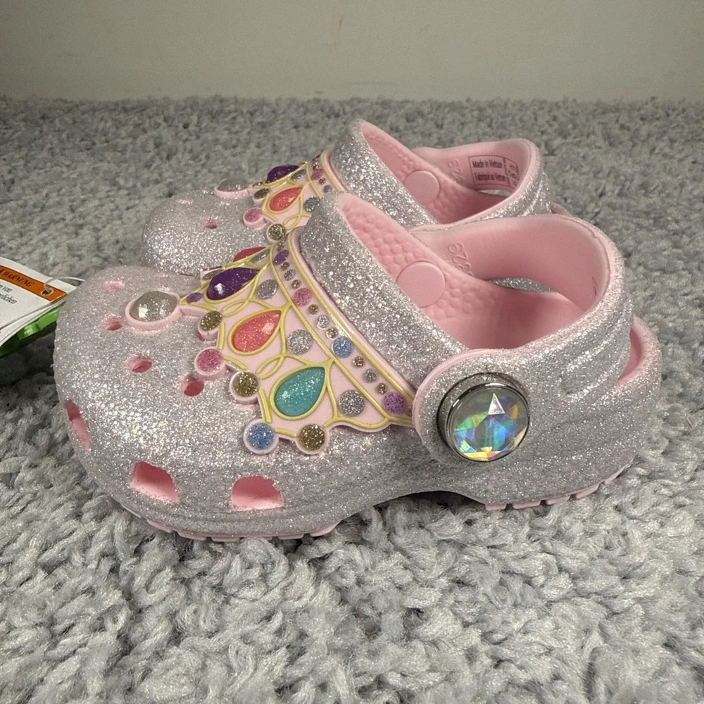 Crocs Classic Princess Clog Toddler Girls Size C4 Pink Glitter 212516-7AJ